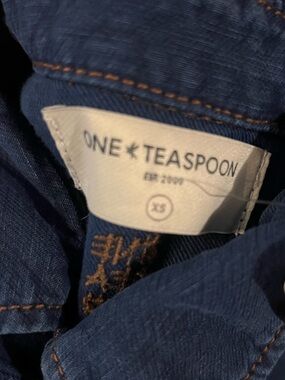 One Teaspoon x Free People Western Denim button down long sleeve blue shirt